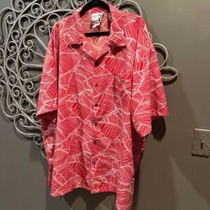 Vintage Men's Makani Hawaiian shirt red white floral pattern sz 3XL